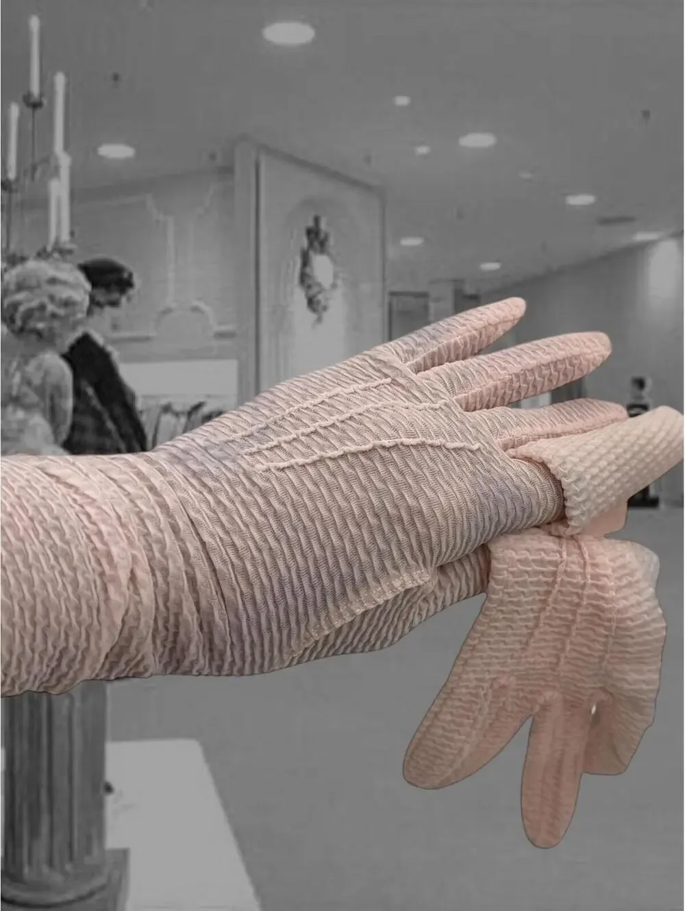 Vintage 60s Pink Nylon Gloves: Over-the-Wrist Formal Gloves